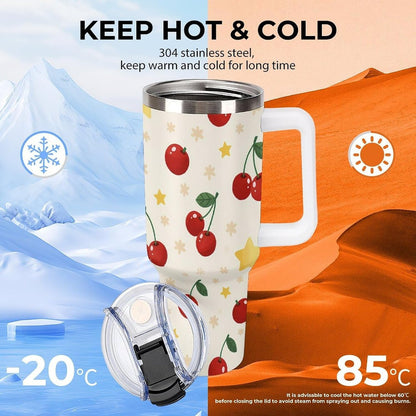 Leakproof Tumbler Vacuum Sealed Car Holder Friendly For Travel Teal And Peach Tropical Palm Leaf Pattern Water Tumbler white-style-23 - Colors D
