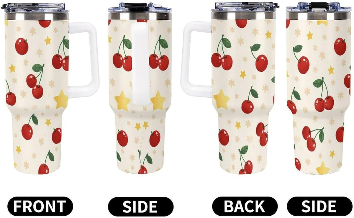 Leakproof Tumbler Vacuum Sealed Car Holder Friendly For Travel Teal And Peach Tropical Palm Leaf Pattern Water Tumbler white-style-23 - Colors D