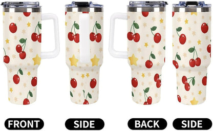 Leakproof Tumbler Vacuum Sealed Car Holder Friendly For Travel Teal And Peach Tropical Palm Leaf Pattern Water Tumbler white-style-23 - Colors D