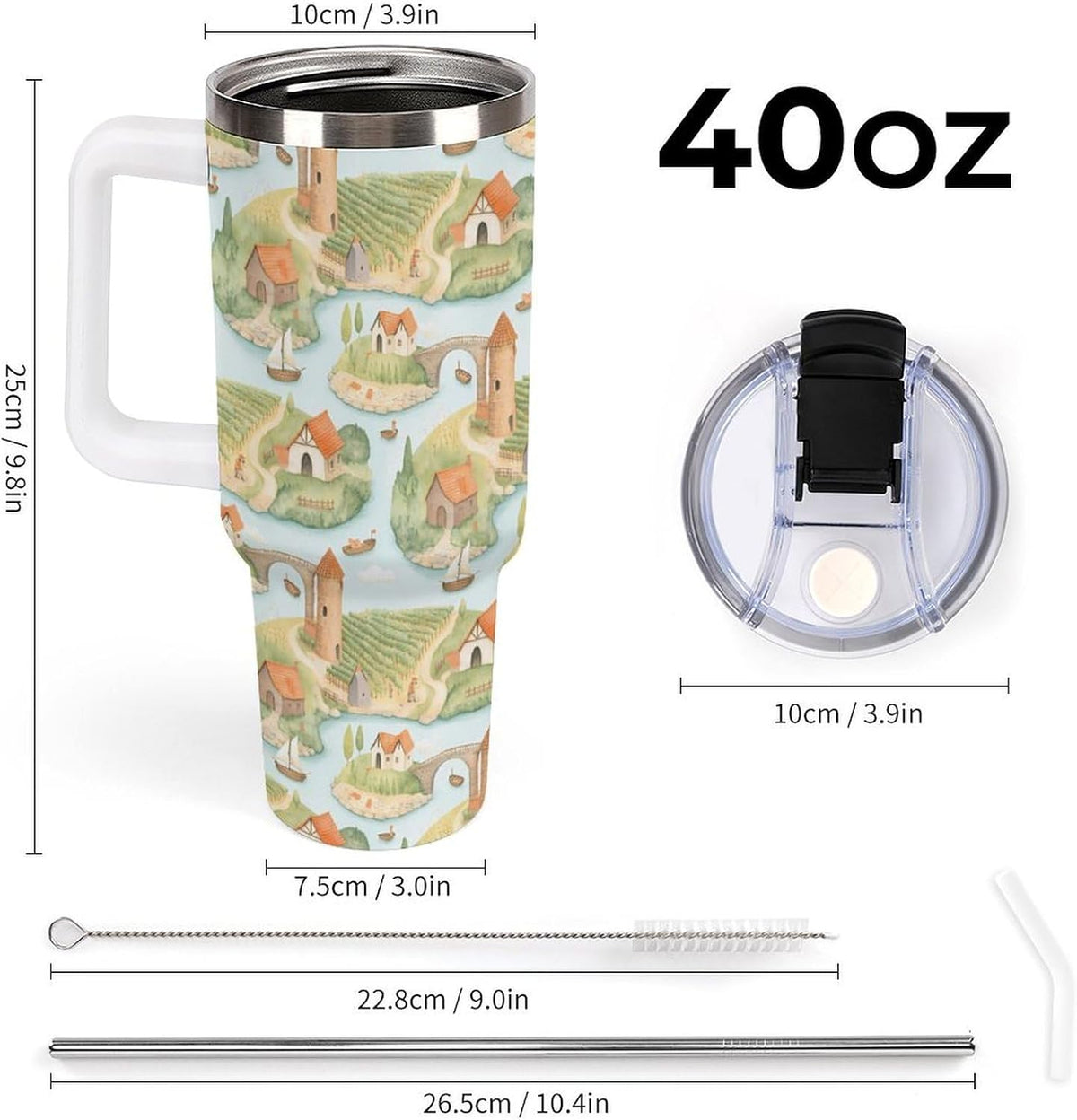Leakproof Tumbler Vacuum Sealed Car Holder Friendly For Travel Teal And Peach Tropical Palm Leaf Pattern Water Tumbler white-style-23 - Colors D