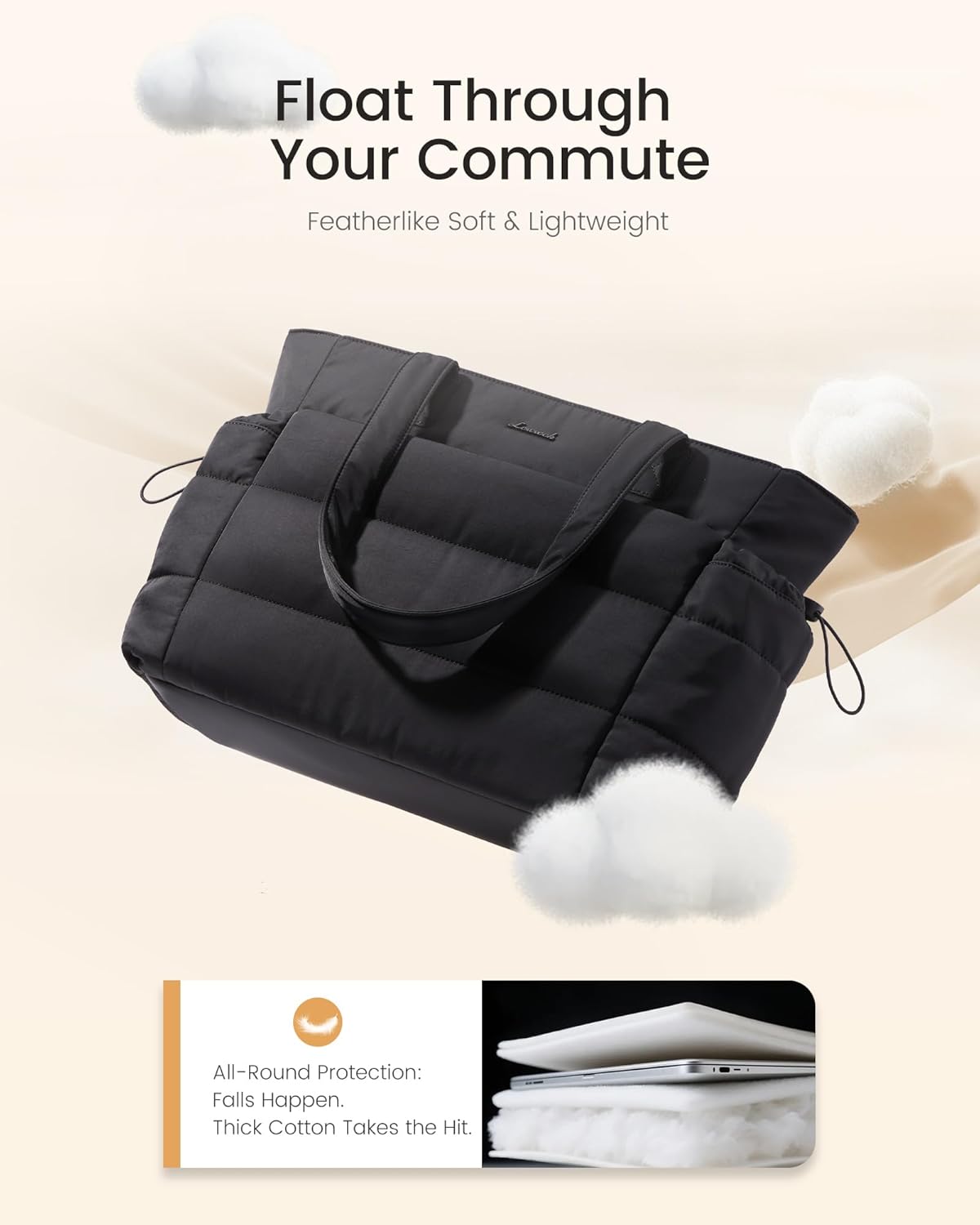 Tote Bag for Women with Giant Tumbler Holder Pocket, Puffer Work Travel Laptop Handbag with Zipper for Nurse Teacher