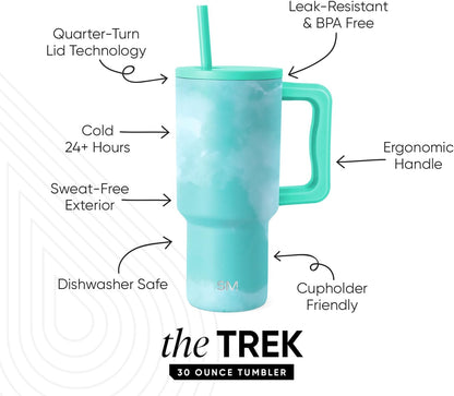 Tumbler with Handle and Straw | 40oz | 80s Mix | Trek Tumbler, Travel Mug | Insulated Water Bottle, Cupholder Friendly, Stainless Steel Cup | 80s Mix - Colors A