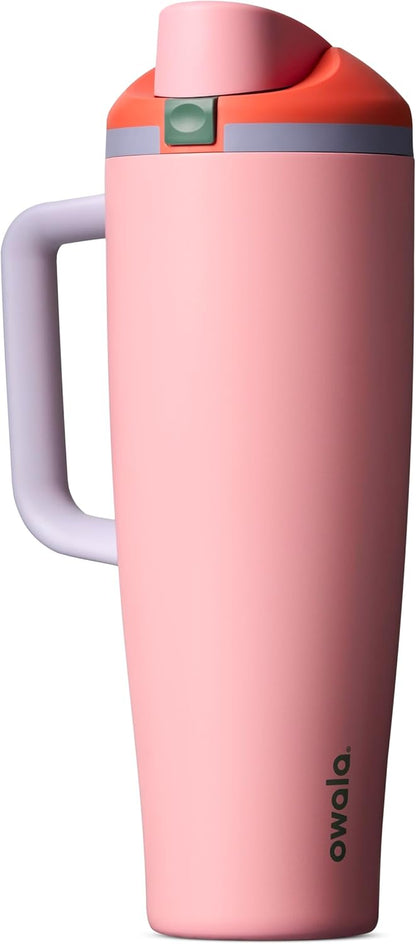 Tumbler Stainless Steel Water Bottle 40 oz Tropical | 2-in-1 Sip-or-Swig Lid | Splash-Resistant Lid | Reusable Straw | Cup Holder Friendly | Right & Left Hand Friendly