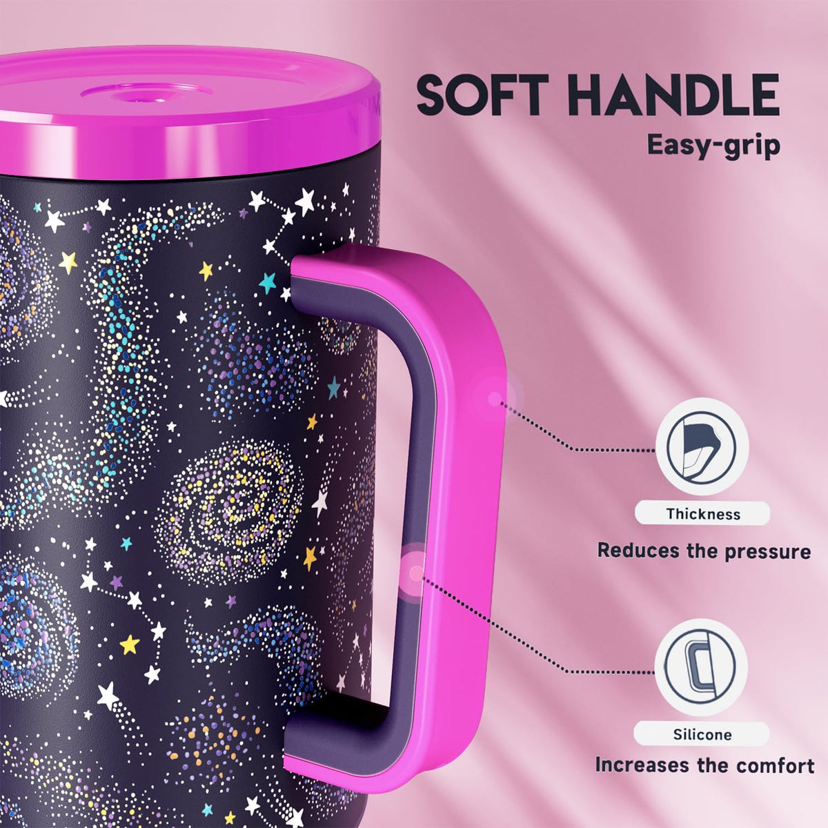 30 oz Tumbler with Handle, Tumbler with Lid and Straw, Insulated Stainless Steel Travel Mug, 100% Leak-proof, Cupholder Friendly, Keeps Cold for 24 Hours or Hot for 8 Hours (Azure) - Colors B