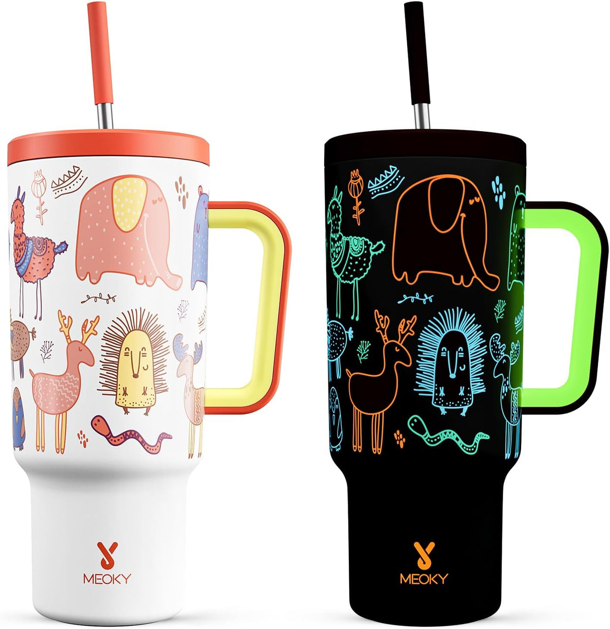 30 oz Tumbler with Handle, Tumbler with Lid and Straw, Insulated Stainless Steel Travel Mug, 100% Leak-proof, Cupholder Friendly, Keeps Cold for 24 Hours or Hot for 8 Hours (Azure) - Colors B