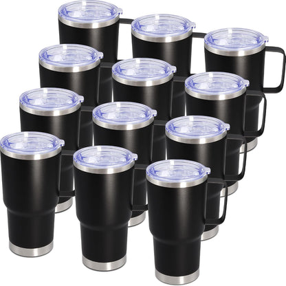 20 oz Tumbler with Handle and Lid Insulated Travel Coffee Mug Black 6P | Stainless Steel Tumbler, coffee tumbler with handle,Spill Proof Double Wall Vacuum Tumbler Cup Keep Drink Hot & Cold