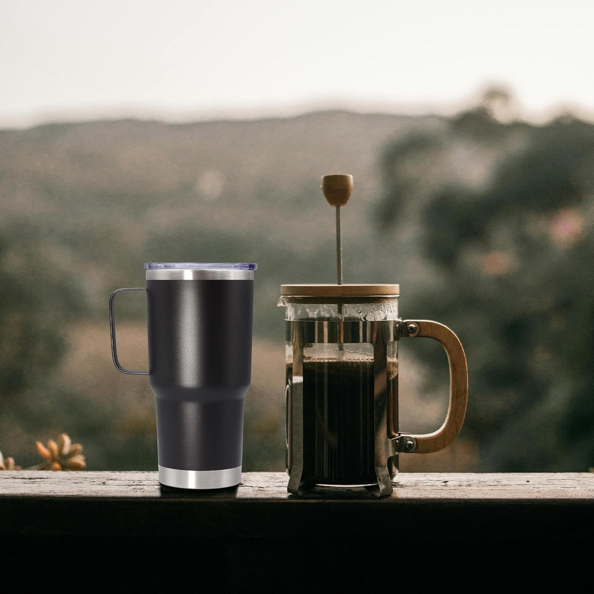 20 oz Tumbler with Handle and Lid Insulated Travel Coffee Mug Black 6P | Stainless Steel Tumbler, coffee tumbler with handle,Spill Proof Double Wall Vacuum Tumbler Cup Keep Drink Hot & Cold