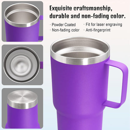 20 oz Tumbler with Handle and Lid Insulated Travel Coffee Mug Black 6P | Stainless Steel Tumbler, coffee tumbler with handle,Spill Proof Double Wall Vacuum Tumbler Cup Keep Drink Hot & Cold