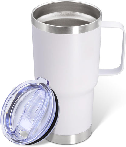 20 oz Tumbler with Handle and Lid Insulated Travel Coffee Mug Black 6P | Stainless Steel Tumbler, coffee tumbler with handle,Spill Proof Double Wall Vacuum Tumbler Cup Keep Drink Hot & Cold