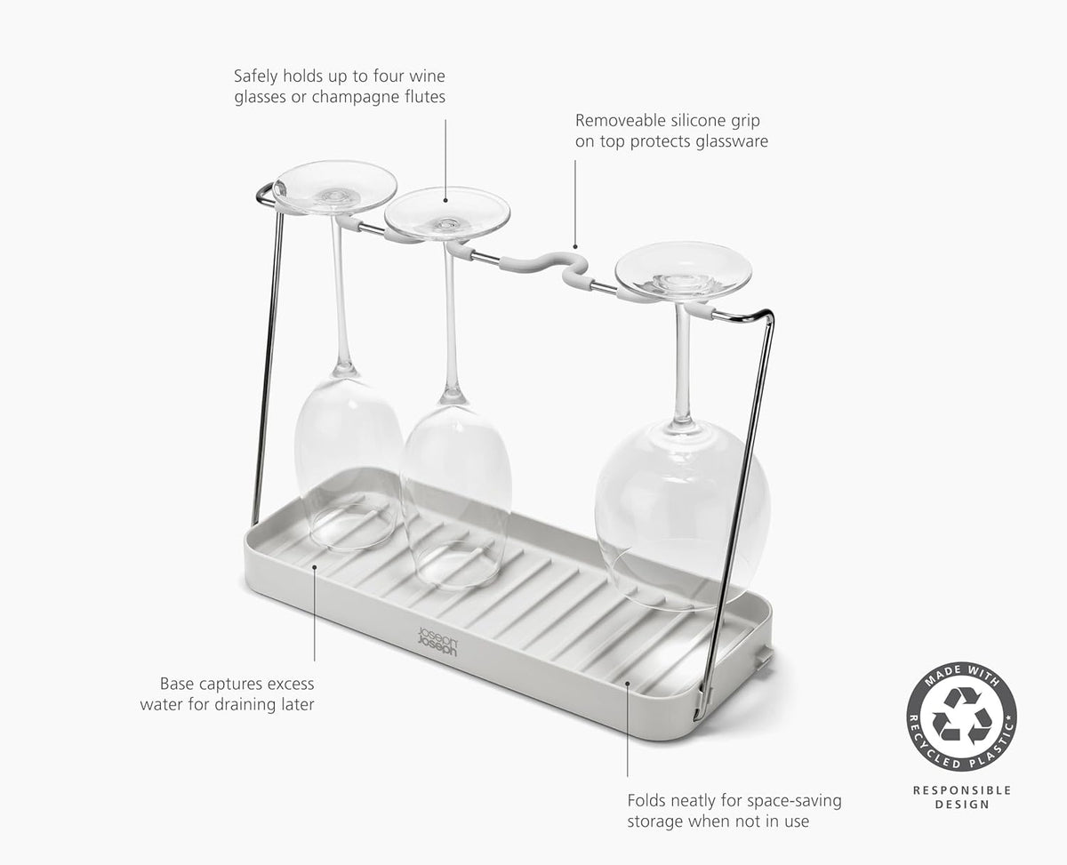 DrySmart Folding Water Bottle Drying Rack, Space-Saving Draining Board Organizer, Made from Recycled Plastic