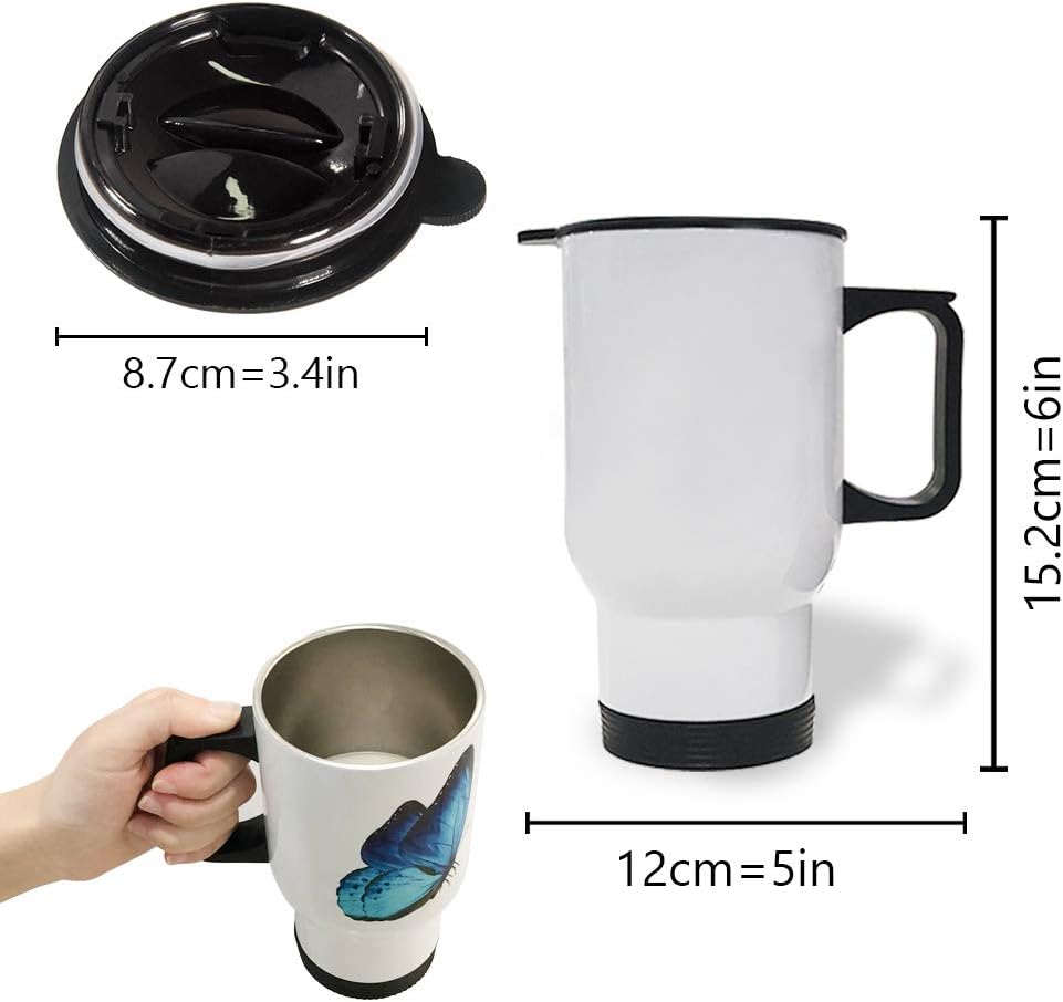 Stainless Steel Tumbler with Handle, Black and White Stripe Wide Stripes Insulated Coffee Mug Leak-Proof lid Travel Mug for Home, Office, Car, 3.3x5x6 Inch