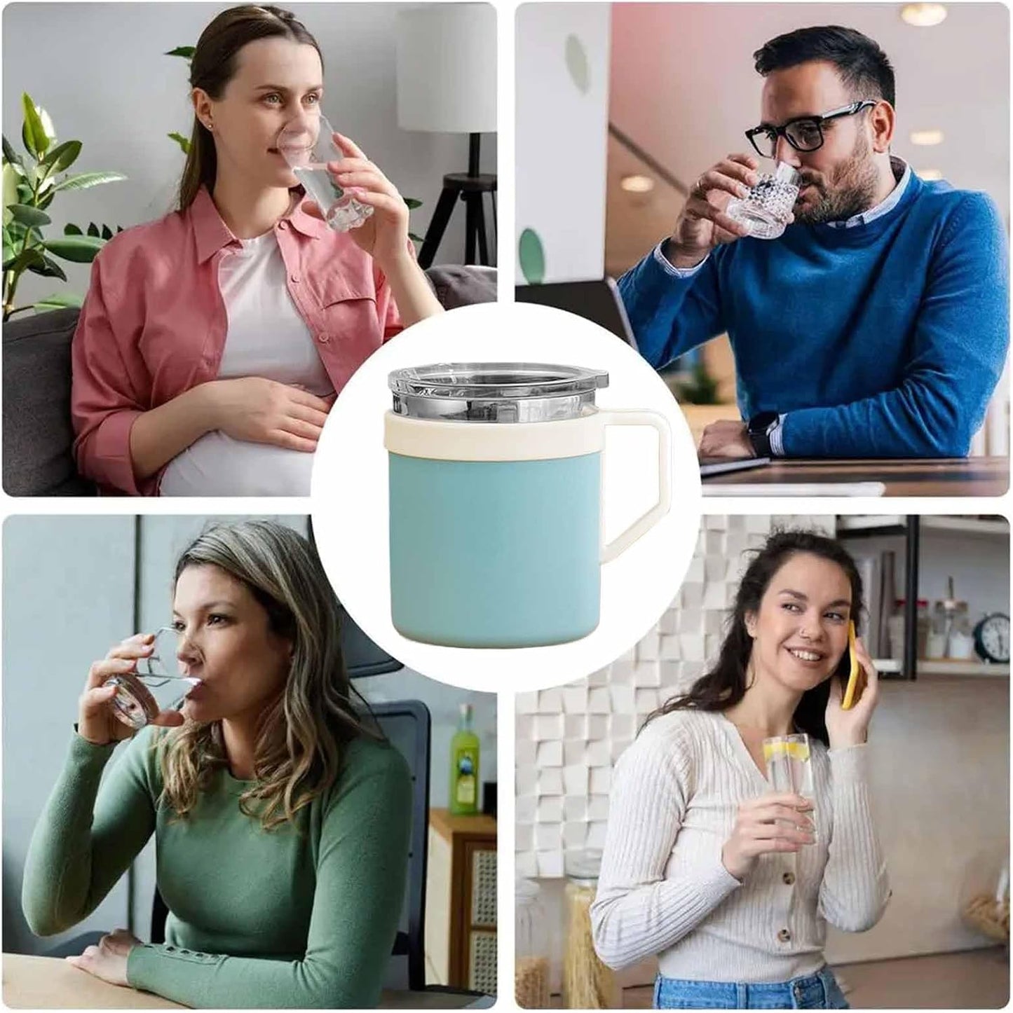 Tea Mugs Double-Walled Stainless Steel Drinkware | Coffee Travel Mug with Lid for Home Office Kitchen Bar Women Men Birthday Christmas