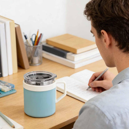 Tea Mugs Double-Walled Stainless Steel Drinkware | Coffee Travel Mug with Lid for Home Office Kitchen Bar Women Men Birthday Christmas