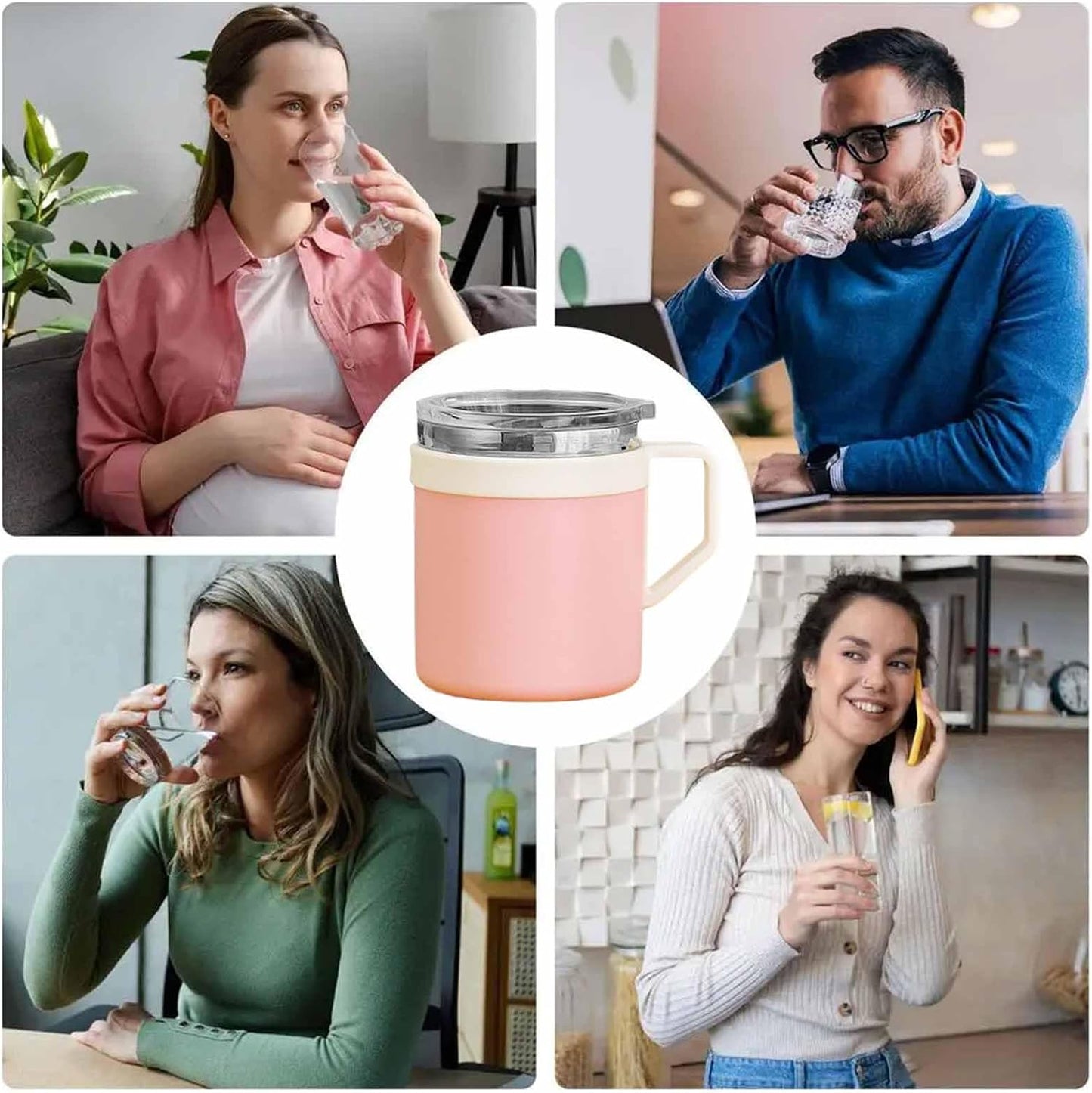 Tea Mugs Double-Walled Stainless Steel Drinkware | Coffee Travel Mug with Lid for Home Office Kitchen Bar Women Men Birthday Christmas
