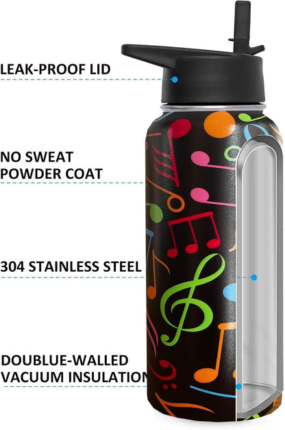 32oz Pickleball Water Bottle Insulated Vacuum Stainless Steel Tumbler Travel Mugs With Straw for Game Sport,Pickleball Accessories