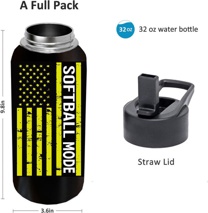 32oz Pickleball Water Bottle Insulated Vacuum Stainless Steel Tumbler Travel Mugs With Straw for Game Sport,Pickleball Accessories