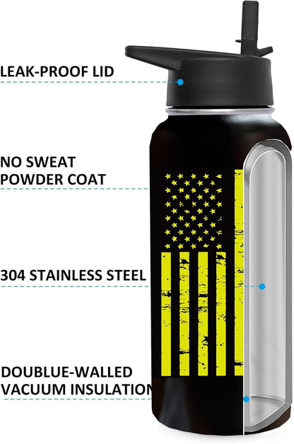 32oz Pickleball Water Bottle Insulated Vacuum Stainless Steel Tumbler Travel Mugs With Straw for Game Sport,Pickleball Accessories