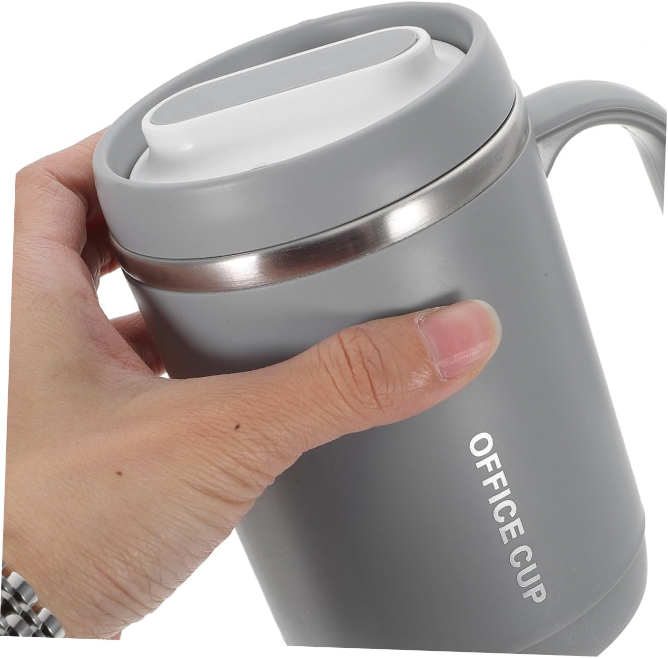 Leak Insulated Coffee Mug Stainless Steel Double Walled Reusable Tumbler with Lid and Handle Leak Resistant Water Cup for Home Office Camping Keeps Drinks Hot Cold