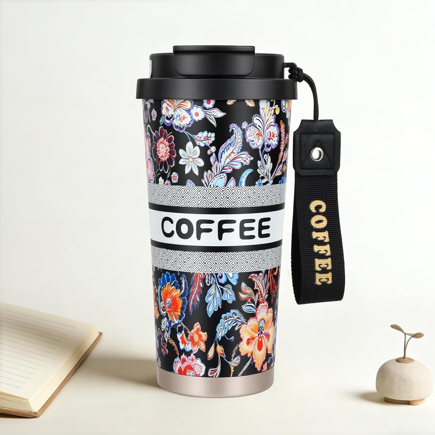 Stainless steel insulated Tumbler small and Portable leak-proof coffee mug 13oz sports water Bottle suitable for car cup holder BPA-free insulated water bottle for sports，school，travel，Black