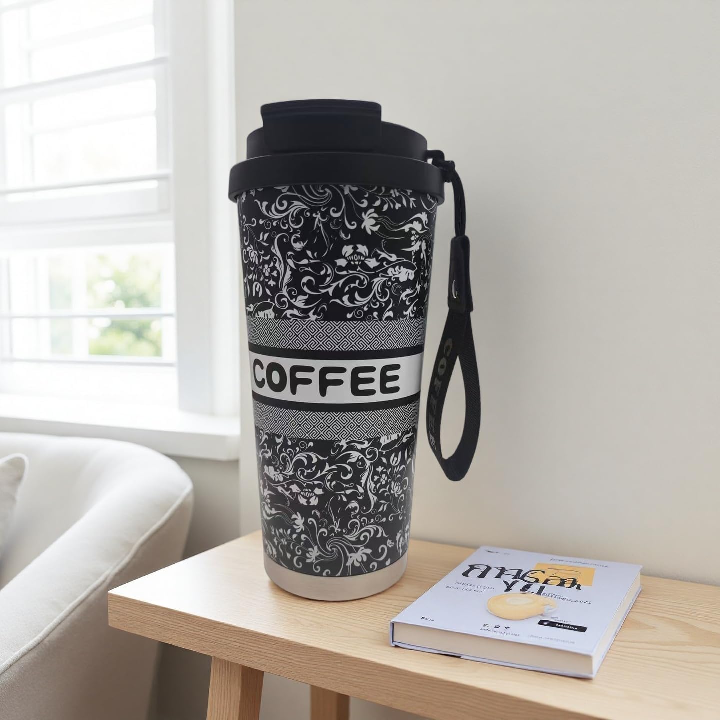 Stainless steel insulated Tumbler small and Portable leak-proof coffee mug 13oz sports water Bottle suitable for car cup holder BPA-free insulated water bottle for sports，school，travel，Black