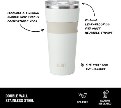 24oz Shasta Double Wall Vacuum Insulated Stainless Steel Tumbler with Easy to Clean Flip to Open Lid, Marshmallow