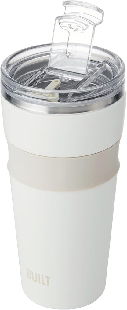 24oz Shasta Double Wall Vacuum Insulated Stainless Steel Tumbler with Easy to Clean Flip to Open Lid, Marshmallow