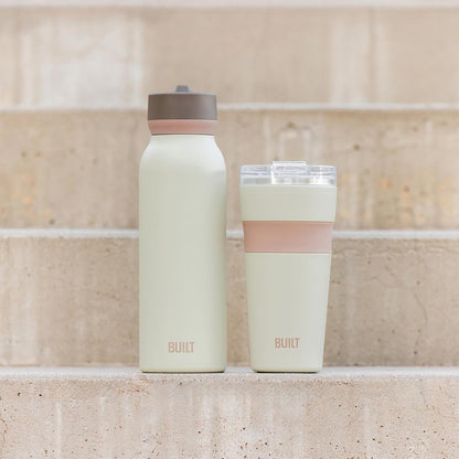 24oz Shasta Double Wall Vacuum Insulated Stainless Steel Tumbler with Easy to Clean Flip to Open Lid, Marshmallow