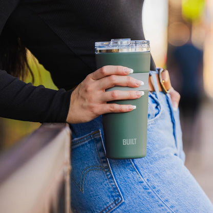 24oz Shasta Double Wall Vacuum Insulated Stainless Steel Tumbler with Easy to Clean Flip to Open Lid, Marshmallow