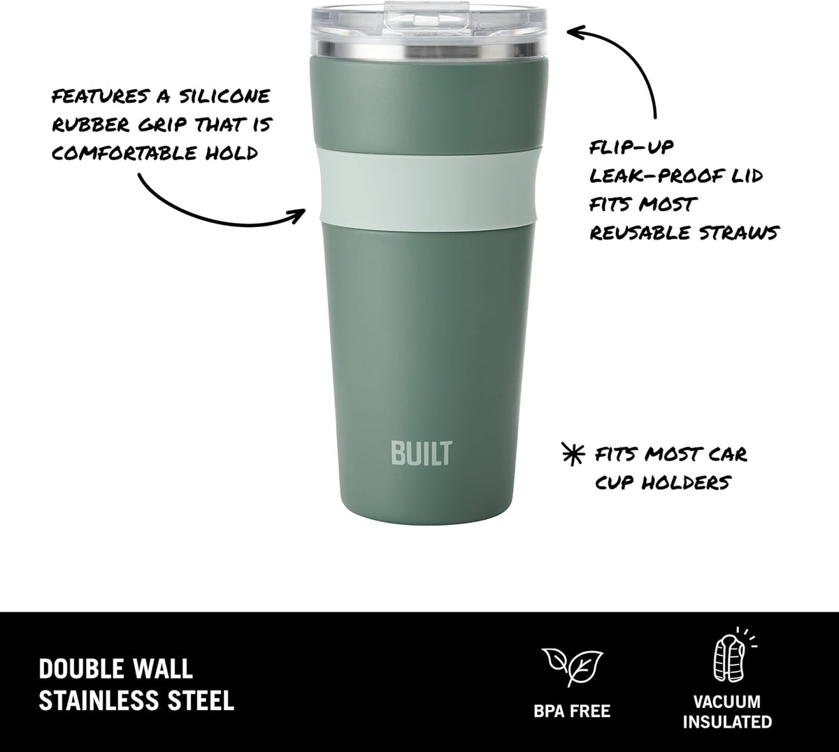 24oz Shasta Double Wall Vacuum Insulated Stainless Steel Tumbler with Easy to Clean Flip to Open Lid, Marshmallow