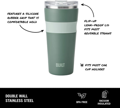 24oz Shasta Double Wall Vacuum Insulated Stainless Steel Tumbler with Easy to Clean Flip to Open Lid, Marshmallow