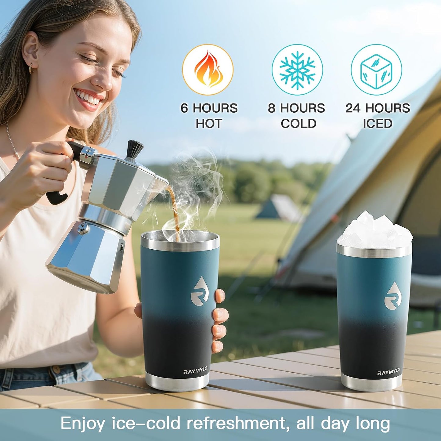 Travel Coffee Tumbler, Insulated Travel Coffee Mug Cup, 20oz | Detachable Lid for Thoroughly Clean, Cup Holder Friendly for Outdoor, Double-Wall Vacuum Insulation, Spill Proof & BPA Free