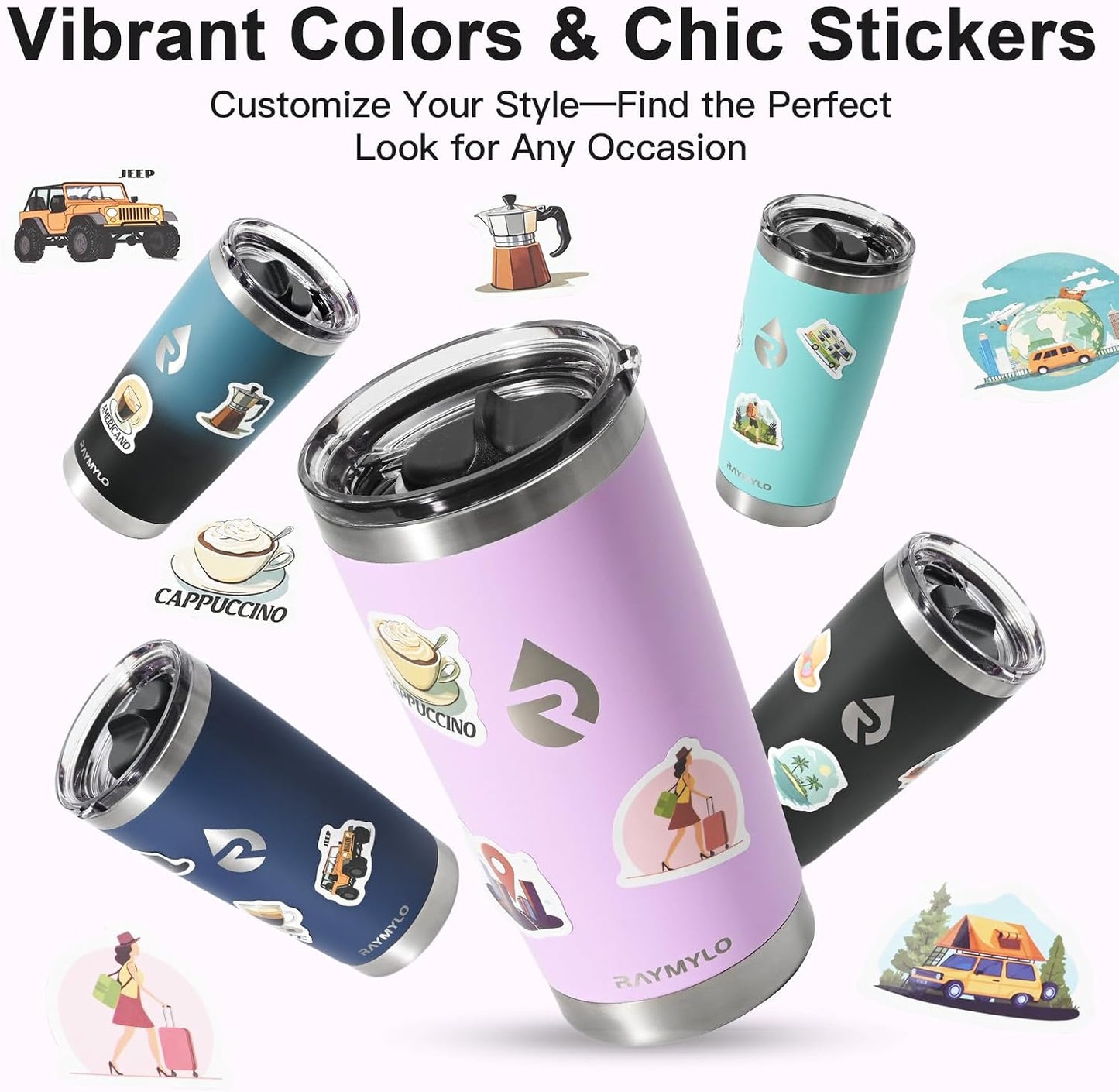 Travel Coffee Tumbler, Insulated Travel Coffee Mug Cup, 20oz | Detachable Lid for Thoroughly Clean, Cup Holder Friendly for Outdoor, Double-Wall Vacuum Insulation, Spill Proof & BPA Free