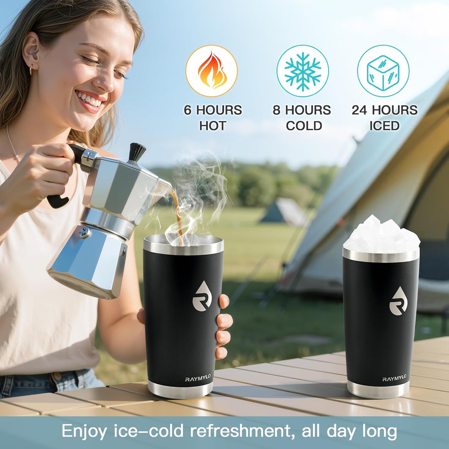 Travel Coffee Tumbler, Insulated Travel Coffee Mug Cup, 20oz | Detachable Lid for Thoroughly Clean, Cup Holder Friendly for Outdoor, Double-Wall Vacuum Insulation, Spill Proof & BPA Free