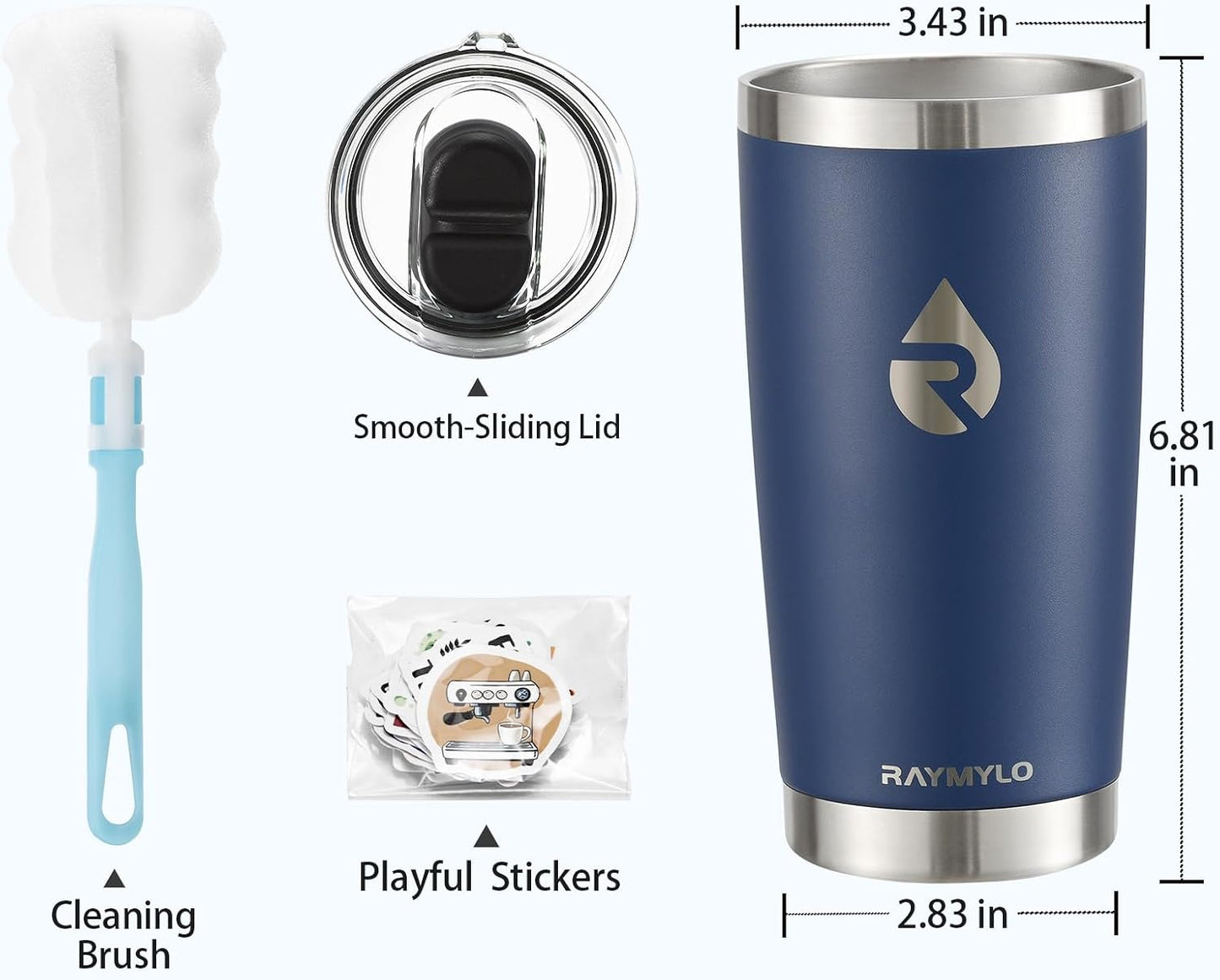 Travel Coffee Tumbler, Insulated Travel Coffee Mug Cup, 20oz | Detachable Lid for Thoroughly Clean, Cup Holder Friendly for Outdoor, Double-Wall Vacuum Insulation, Spill Proof & BPA Free