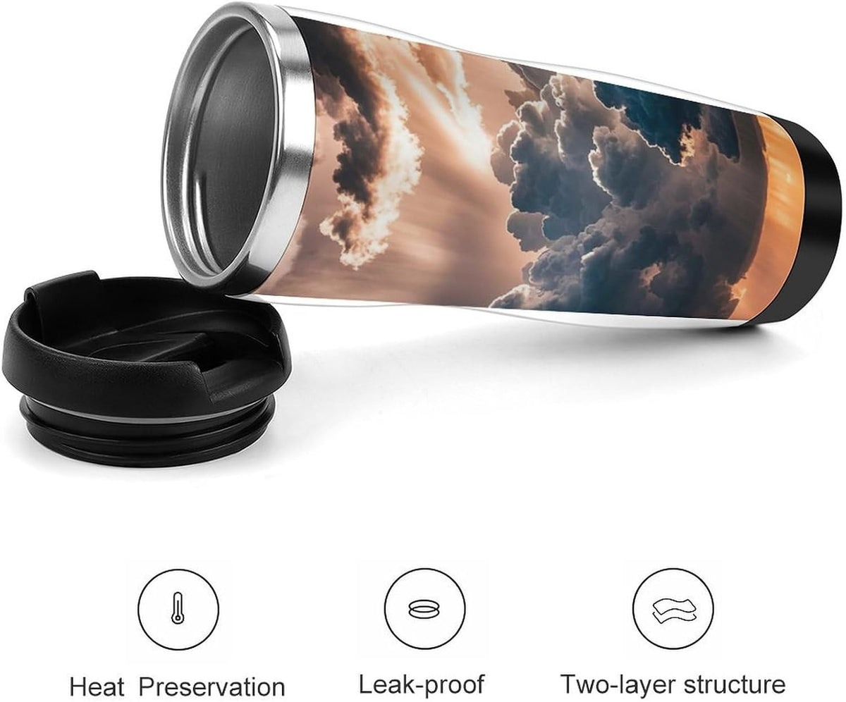 15oz Vacuum Insulated Stainless Steel Tumbler with Leakproof Lid Moonlight Watercolor Style Ninja 304 Stainless Steel Travel Mug Wide Mouth Coffee Cup for Hot & Cold Drinks (380ml)