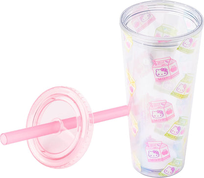 Sanrio Hello Kitty Milk Carton, Plastic Boba Tumbler, 24oz