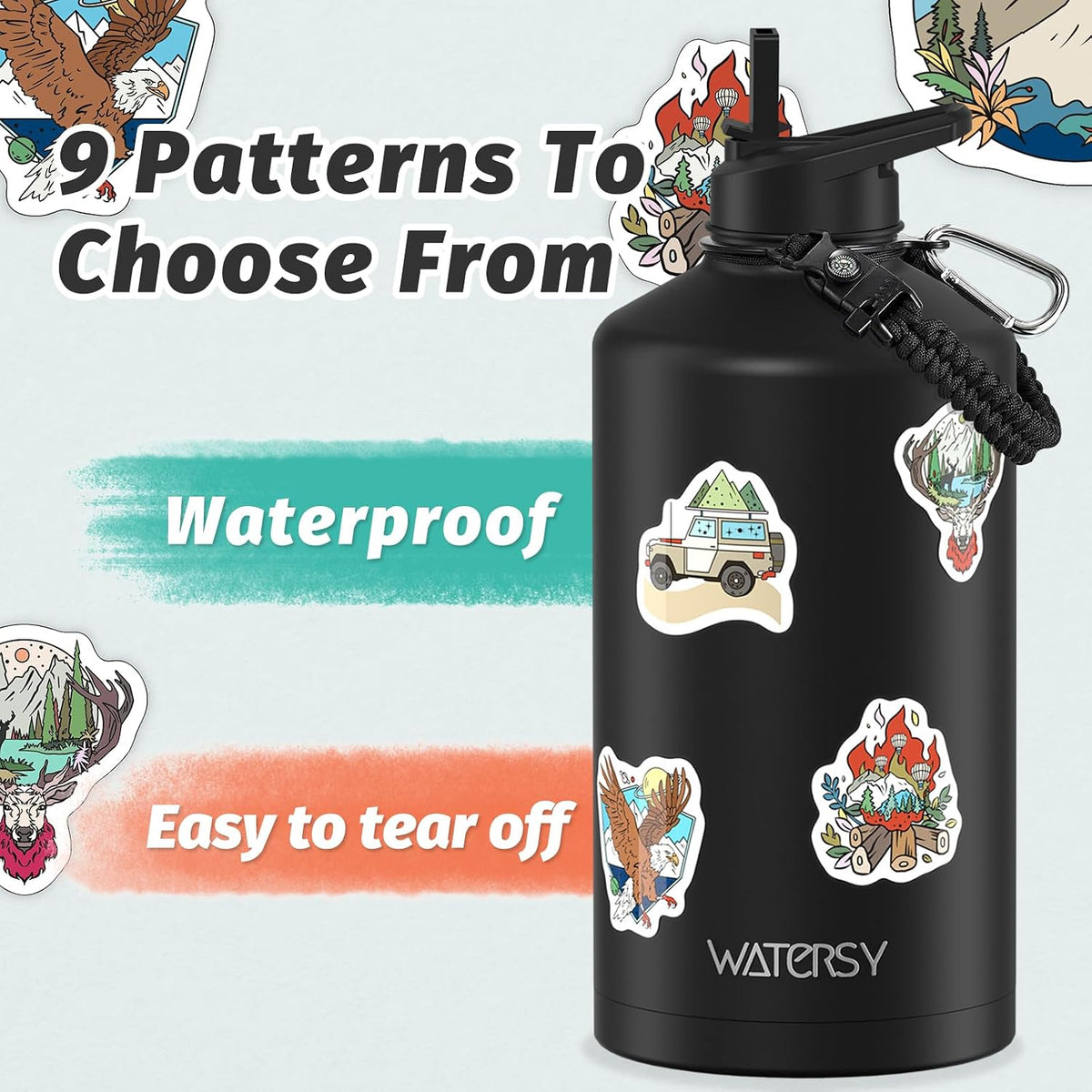40oz Insulated Water Bottle (Cold for 48 Hrs),BPA Free&Leak Proof,Stainless Steel Water Flask,Water Jug with Straw Spout Lids for Gym,Hiking,Travel,Black Blue