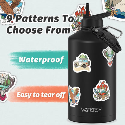 40oz Insulated Water Bottle (Cold for 48 Hrs),BPA Free&Leak Proof,Stainless Steel Water Flask,Water Jug with Straw Spout Lids for Gym,Hiking,Travel,Black Blue
