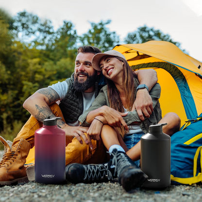 40oz Insulated Water Bottle (Cold for 48 Hrs),BPA Free&Leak Proof,Stainless Steel Water Flask,Water Jug with Straw Spout Lids for Gym,Hiking,Travel,Black Blue