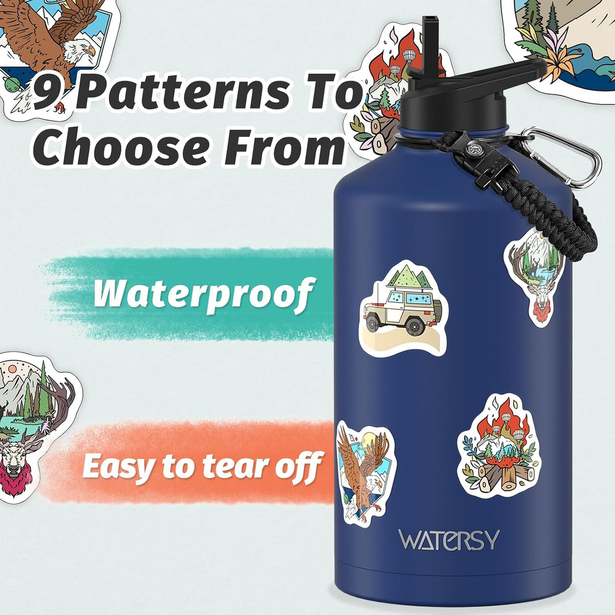 40oz Insulated Water Bottle (Cold for 48 Hrs),BPA Free&Leak Proof,Stainless Steel Water Flask,Water Jug with Straw Spout Lids for Gym,Hiking,Travel,Black Blue