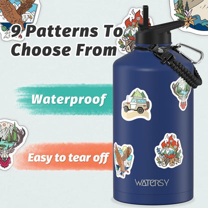 40oz Insulated Water Bottle (Cold for 48 Hrs),BPA Free&Leak Proof,Stainless Steel Water Flask,Water Jug with Straw Spout Lids for Gym,Hiking,Travel,Black Blue