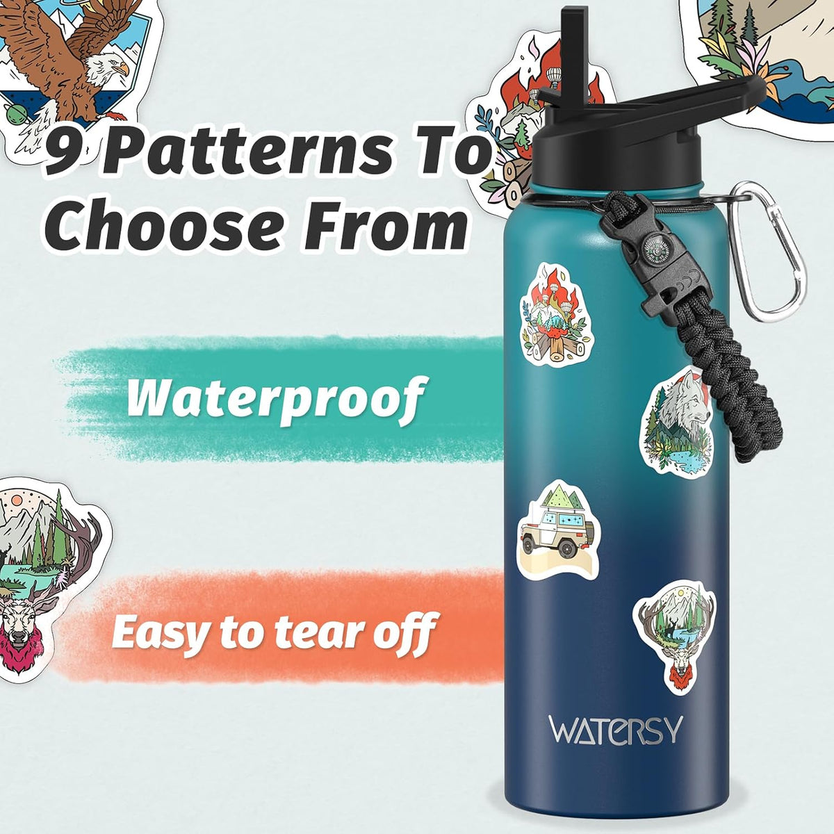 40oz Insulated Water Bottle (Cold for 48 Hrs),BPA Free&Leak Proof,Stainless Steel Water Flask,Water Jug with Straw Spout Lids for Gym,Hiking,Travel,Black Blue