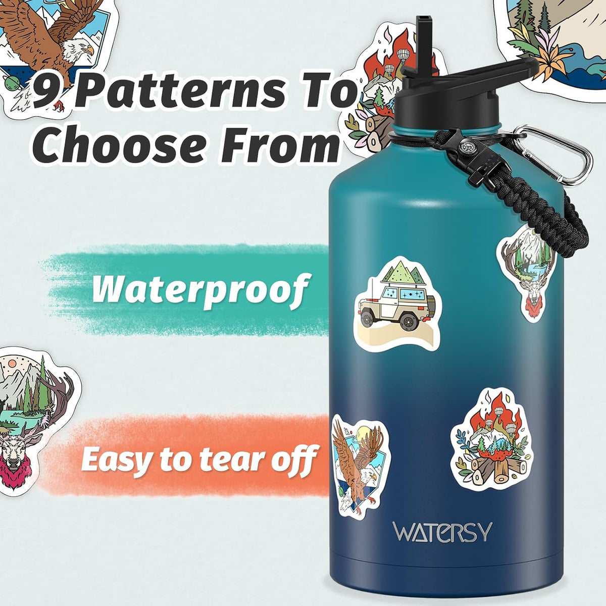 40oz Insulated Water Bottle (Cold for 48 Hrs),BPA Free&Leak Proof,Stainless Steel Water Flask,Water Jug with Straw Spout Lids for Gym,Hiking,Travel,Black Blue