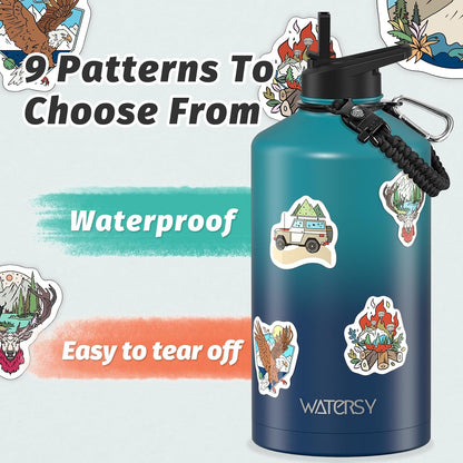 40oz Insulated Water Bottle (Cold for 48 Hrs),BPA Free&Leak Proof,Stainless Steel Water Flask,Water Jug with Straw Spout Lids for Gym,Hiking,Travel,Black Blue