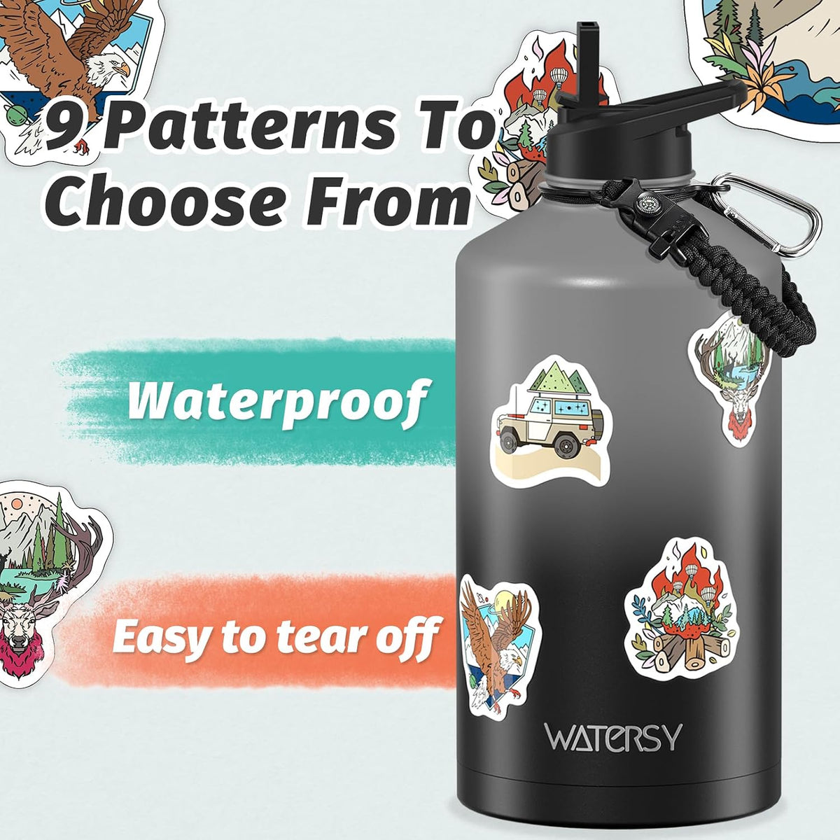 40oz Insulated Water Bottle (Cold for 48 Hrs),BPA Free&Leak Proof,Stainless Steel Water Flask,Water Jug with Straw Spout Lids for Gym,Hiking,Travel,Black Blue