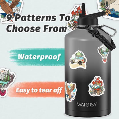 40oz Insulated Water Bottle (Cold for 48 Hrs),BPA Free&Leak Proof,Stainless Steel Water Flask,Water Jug with Straw Spout Lids for Gym,Hiking,Travel,Black Blue