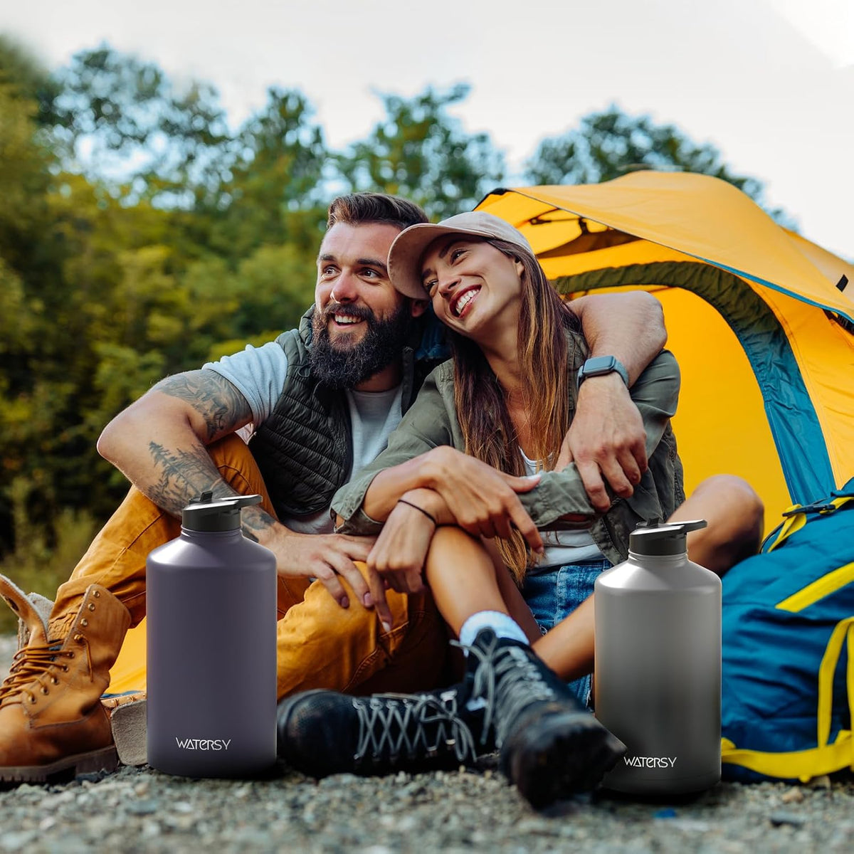 40oz Insulated Water Bottle (Cold for 48 Hrs),BPA Free&Leak Proof,Stainless Steel Water Flask,Water Jug with Straw Spout Lids for Gym,Hiking,Travel,Black Blue