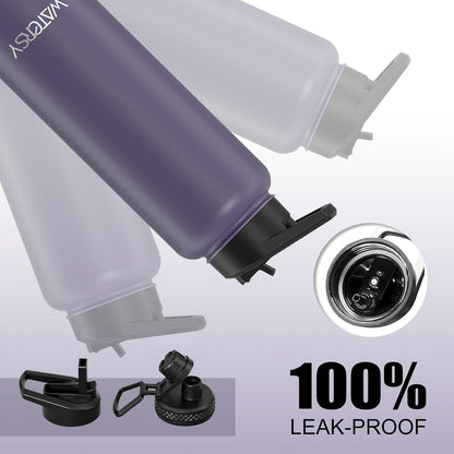 40oz Insulated Water Bottle (Cold for 48 Hrs),BPA Free&Leak Proof,Stainless Steel Water Flask,Water Jug with Straw Spout Lids for Gym,Hiking,Travel,Black Blue