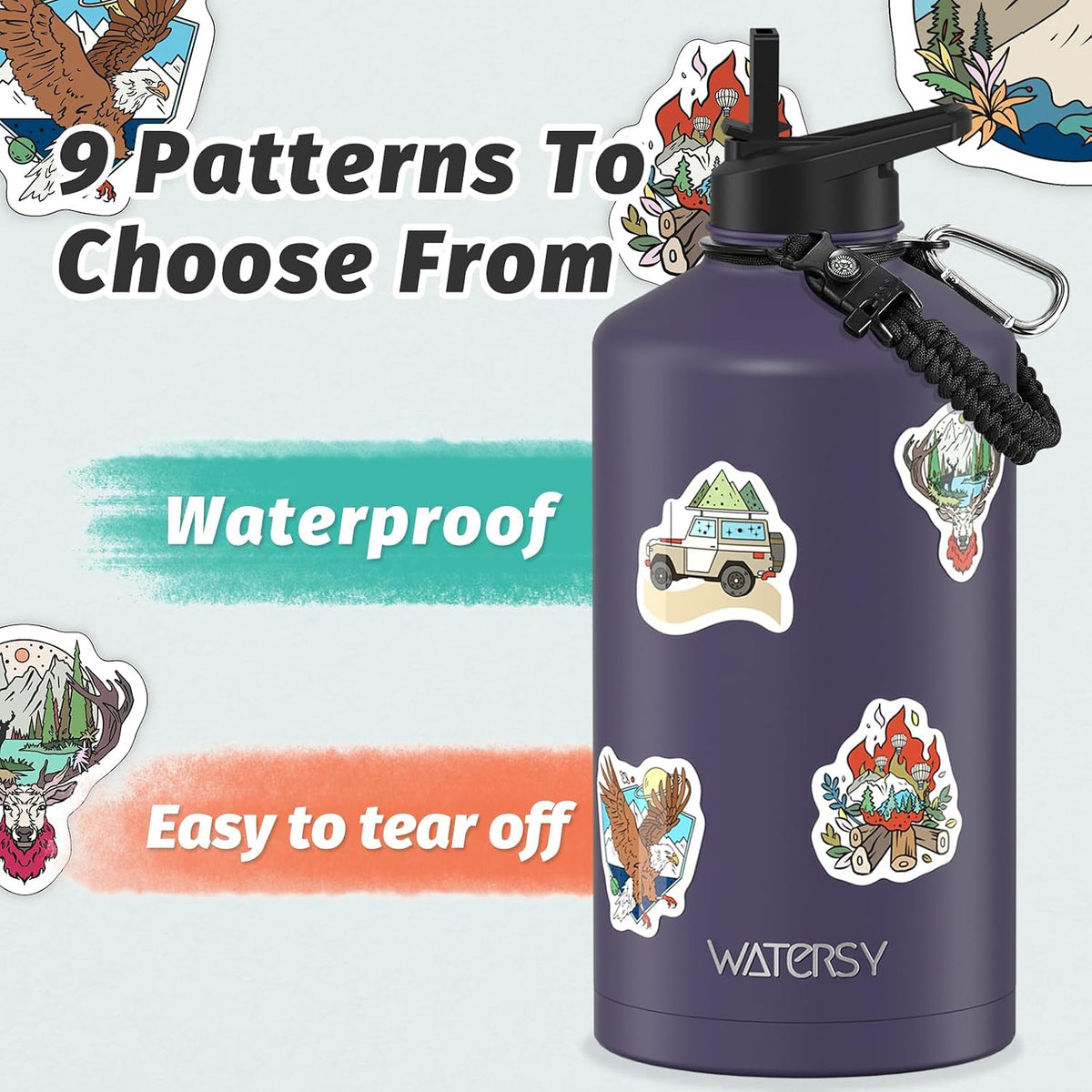 40oz Insulated Water Bottle (Cold for 48 Hrs),BPA Free&Leak Proof,Stainless Steel Water Flask,Water Jug with Straw Spout Lids for Gym,Hiking,Travel,Black Blue