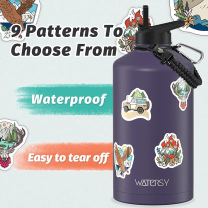 40oz Insulated Water Bottle (Cold for 48 Hrs),BPA Free&Leak Proof,Stainless Steel Water Flask,Water Jug with Straw Spout Lids for Gym,Hiking,Travel,Black Blue